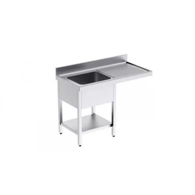 Distform Plonge 2 Bacs avec Etagère et Passage pour Lave-Vaisselle à Droite - L 1800 x P 600 mm