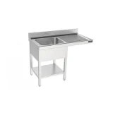 DISTFORM Plonge 2 Bacs avec Etagère et Passage pour Lave-Vaisselle à Gauche - L 1800 x P 700 mm