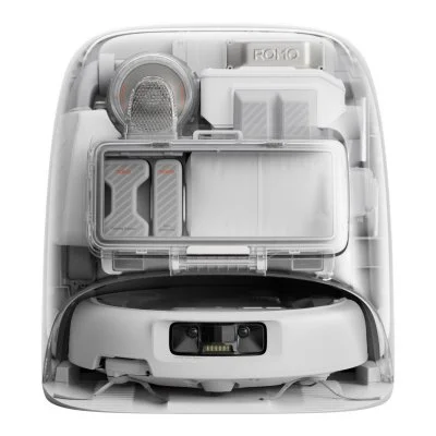 DJI ROMO P - Robot Aspirateur Laveur avec Station - 25000 Pa - 260 ml - Transparent - Neuf
