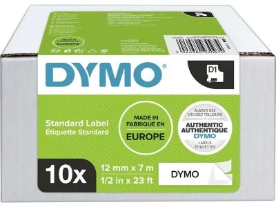 DYMO D1 - bande d'etiquettes - 10 cassette(s) - Rouleau (1,2 cm x 7 m)