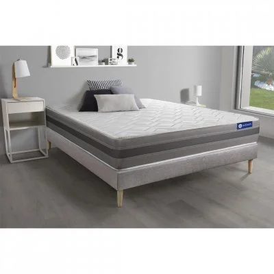 Ensemble 120x190 Matelas Mémoire de forme Sommier kit Gris