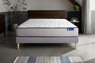 Ensemble 160x200 Matelas Mémoire de forme Sommier kit Gris