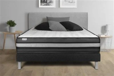 Ensemble 160x200 Matelas Mémoire de forme Sommier Noir