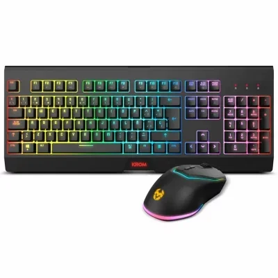 Ensemble Clavier Krom NXKROMKBLSP Noir Multicouleur Espagnol Qwerty
