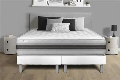 Ensemble matelas 180 x 200 cm Mémoire de forme VITALMEMO BACK - 25 cm - Equilibré - sommier Gris