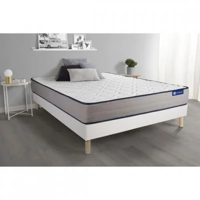 Ensemble matelas Mémoire de forme ACTIMEMO FORM 90x200 cm 5zones de confort + sommier KIT blanc