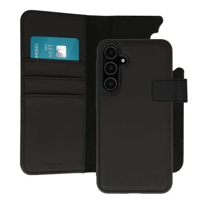 Etui portefeuille 2-en-1 amovible Samsung Galaxy A55 Qi2 Similicuir Noir