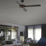 FARO BARCELONA Ventilateur de plafond Polea, bois foncé/noir
