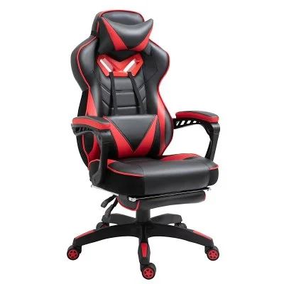 Fauteuil de bureau gamer inclinable repose-pied coussins revêtement synthétique