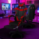 IDMARKET Fauteuil de gaming alex réglable avec repose-pied, coussin de tête et coussin lombaire noir et rouge