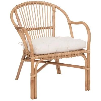 Fauteuil Neta rotin tissu blanc Atmosphera créateur d'intérieur - Blanc