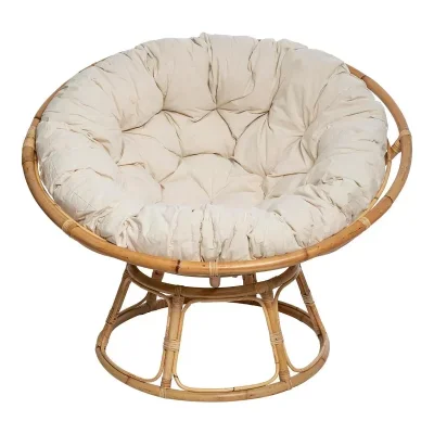 Fauteuil Seram rotin tissu beige Atmosphera créateur d'intérieur - Beige