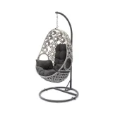 DCB GARDEN Fauteuil suspendu SAMOA avec coussin noir et résine tressée - Ecru
