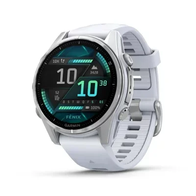 fenix8 AMOLED - 43mm -Acier Silver avec bracelet blanc
