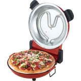 SIRGE Four à pizza électrique Osolemio - 1200 W - 400°C - Rouge - Pierre réfractaire noire
