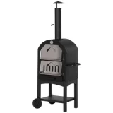 OUTSUNNY Four à pizza extérieur au charbon de bois acier au carbone noir gris