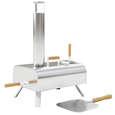 Four à pizza extérieur portable à bois pellet acier inoxydable argenté