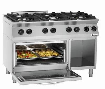 Fourneau à gaz 6 brûleurs 28,5 kW - four électrique 6 kW - Bartscher