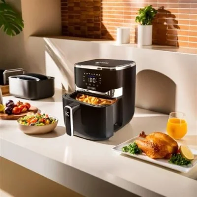 Friteuse à Air Noire 5,5l Avec 1 Bac Et 7 Programmes Airmed55 De