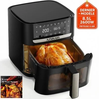 Friteuse sans huile AZMSARY 8.5L 2600W Ecran tactile LED Maintien au Chaud Minuterie