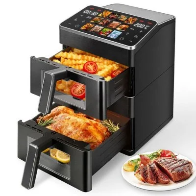 Friteuse sans huile double zone Châtelec Double Stack 11.4 L 2800 W 12 programmes Noir