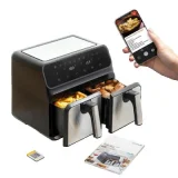 INNOVAGOODS Friteuse sans Huile Fryinn Double 8000 Noir Acier inoxydable 3400 W 8 L