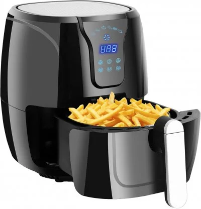 Friteuse sans huile xl 3,5l air fryer avec recettes airfryer avec 6 programmes noir