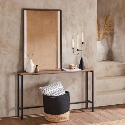 FSB19-N Table Console Table d'appoint Bout de canapé Table d'entrée Cadre et 4 Pieds en Fer