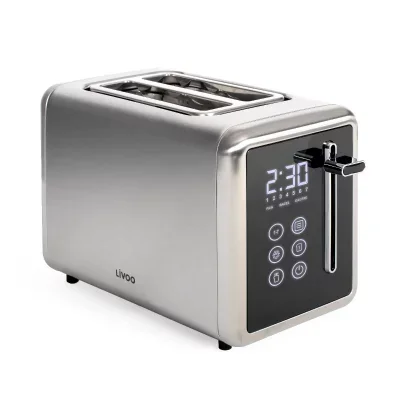 Grille-pain digital 2 fentes larges 850w gris