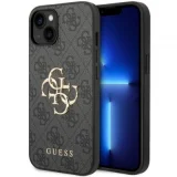 GUESS PU 4G Metal Logo Coque iPhone 14 - Gris - GUHCP14S4GMGGR