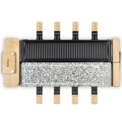 H.Koenig WOD360 - Raclette, pierre à cuire et grill 8 personnes design bois