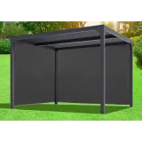 HABRITA Pergola bioclimatique Aluminium avec rideaux manuels gris