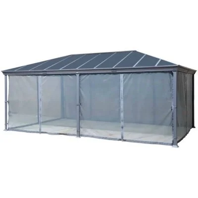 Hespéride - Rideaux moustiquaires pour pergola BELIZE - 36 x 6 m - Gris ardoise