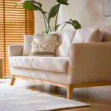 CONCEPT USINE Hoga Velours côtelé beige Canapé scandinave 3 places + 2 coussins