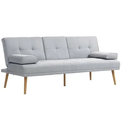 HOMCOM - canapé convertible - Tissus - 181x77x78cm - Gris clair