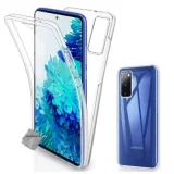 HTDMOBILES Housse Etui Coque Silicone Gel 360 Integrale Samsung Galaxy S20 Fe 5g + Film Ecran - Transparent