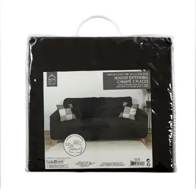 Housse extensible pour canapé 2 places - Noir - 170 x 80 cm