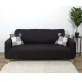 Housse extensible pour canapé 3 places - Noir - 230 x 85 cm