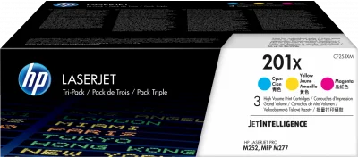 Hp 201X, pack 3 toners haute capacité couleurs