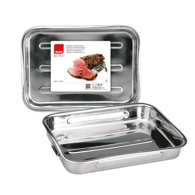 Ibili 651840 plat à rôtir en inox avec anses pliantes 40 cm bistrot