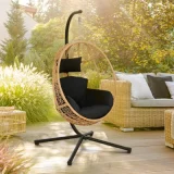 IDMARKET - Fauteuil Oeuf Suspendu ajouré Effet rotin avec Coussin Gris