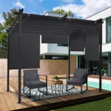 IDMARKET Pergola 3x3 M + 4 stores gris Gris