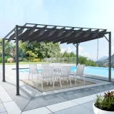 IDMARKET - Pergola Lames orientables CEFALU 3x4 M Gris Anthracite