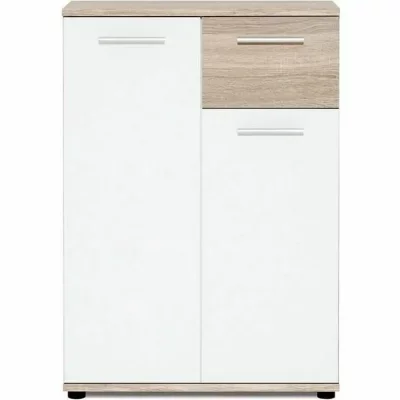 JACKY Meuble de rangement - Blanc mat et decor chene - Classique - L 60 cm
