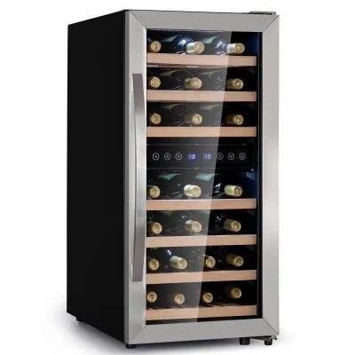Klarstein vinamour 33 duo cave à vin de service 2 zones 89l 33 bouteilles 5-18°c tactile inox