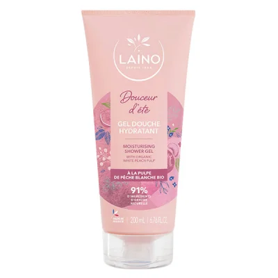 Laino Gel Douche à la Pulpe de Pêche Blanche Bio 200 ml - Tube 200 ml