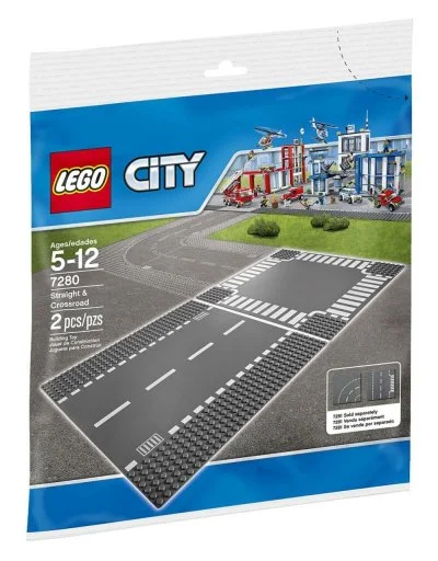 Lego City - Plaques De Route - Ligne Droite Et Carrefour - 7280
