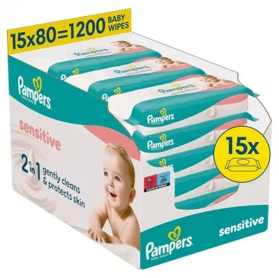 Lingettes bébé SENSITIVE - Lot de 15 x 80 lingettes - 1200 lingettes