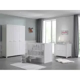 VIPACK Lit bébé 60x120 - Commode 2 portes et Armoire 3 portes Erik - Blanc
