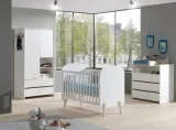VIPACK Lit bébé 60x120 - commode 3 tiroirs et armoire 2 portes kiddy - blanc